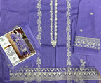 Qadri arts Lavender Chikankari Embroidered Lawn -3PC