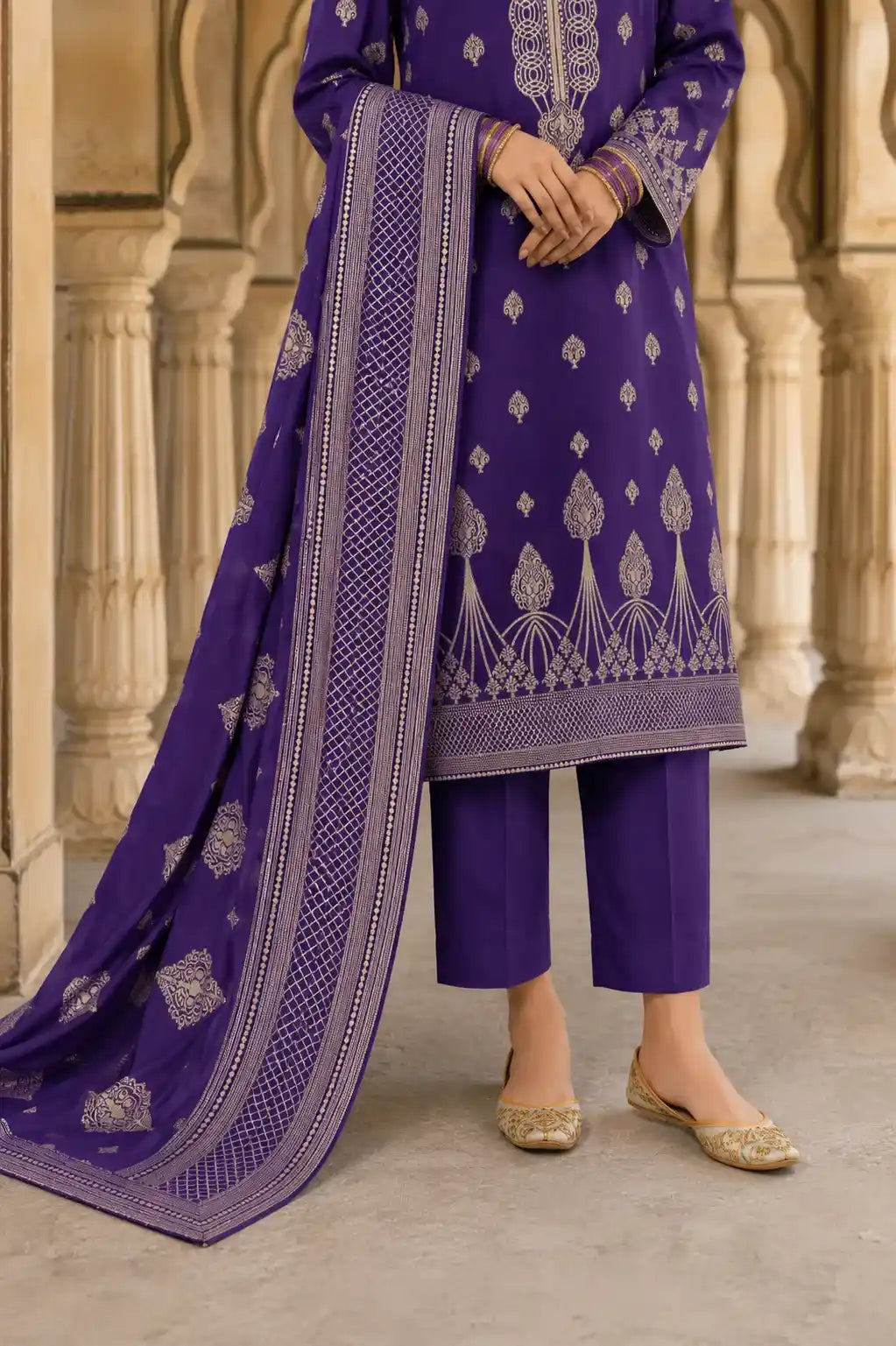 Qadri Arts – Royal Amethyst Broshia – 3PC